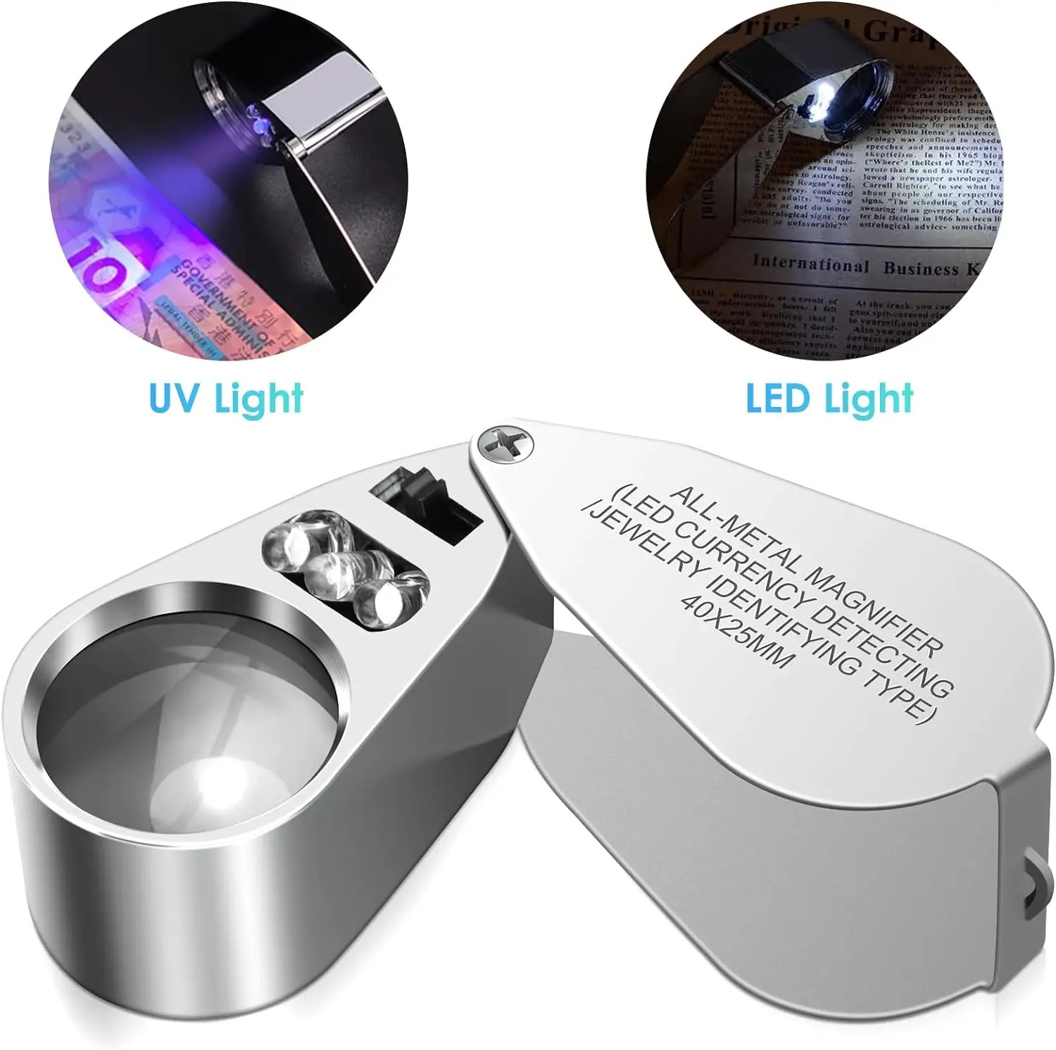 Body Jewelry Repair - 40X verlichte loep met LED UV-licht,