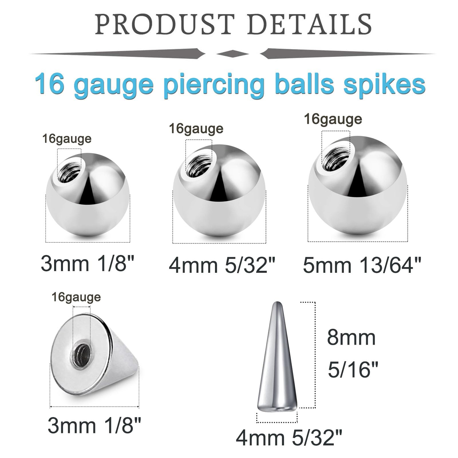 20pcs 16Gauge roestvrijstalen  - Body Jewelry Replacement Ball recensie en prijs