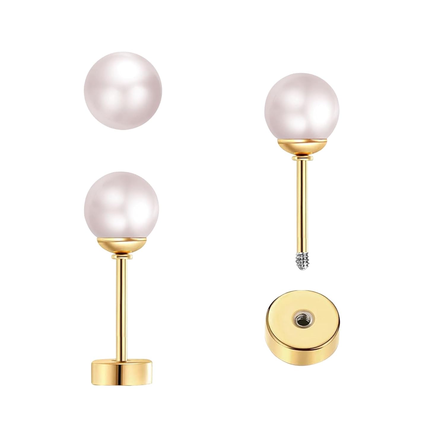 3 paar kleine pareloorbellen m - Body Jewelry Surgical Steel recensie en prijs
